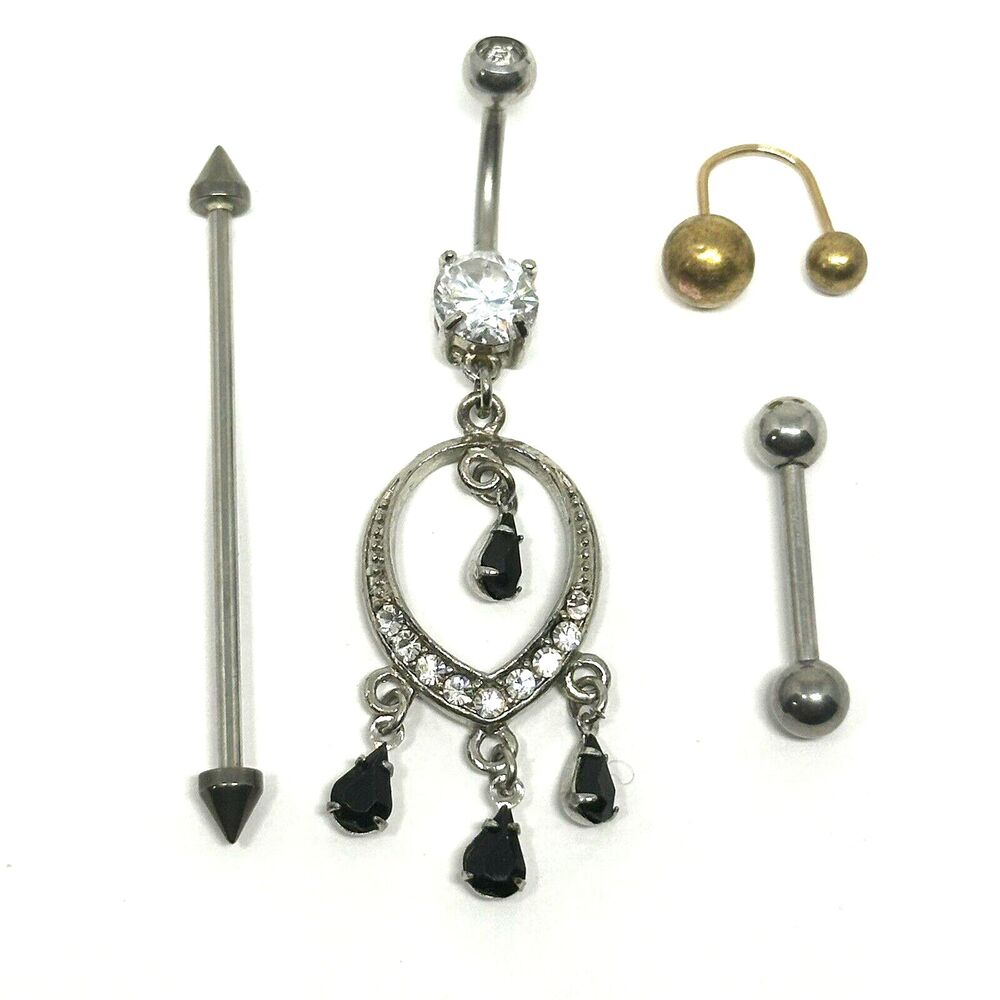 Lot Womens Belly Button Navel Ring Body Jewelry Piercing Rhinestone Silver Tone